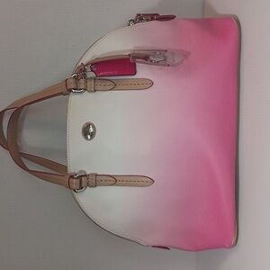 Coach Peyton Ombre Cora Domed Satchel In Pink and White